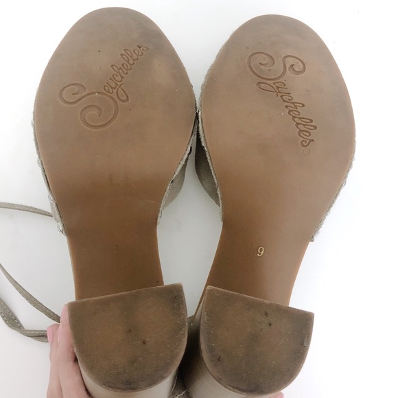 SOLD Seychelles Drift Ankle Tie Tan Suede Heels - Picture 8 of 8